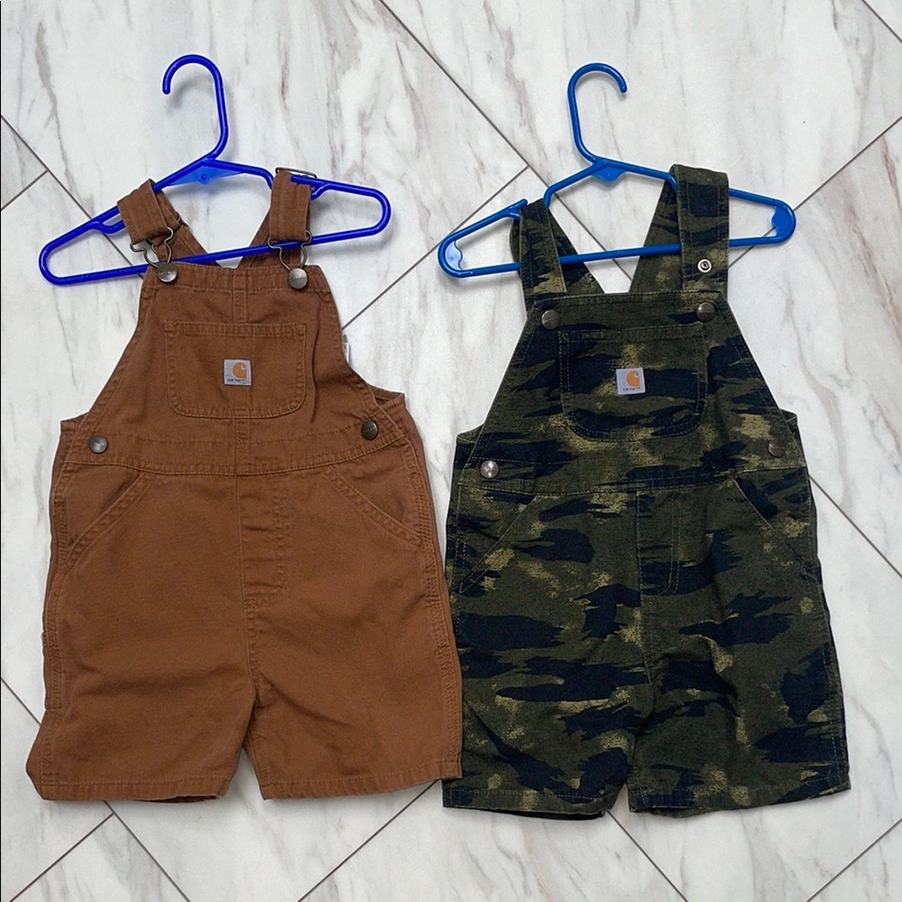 2 pairs carhartt short overalls